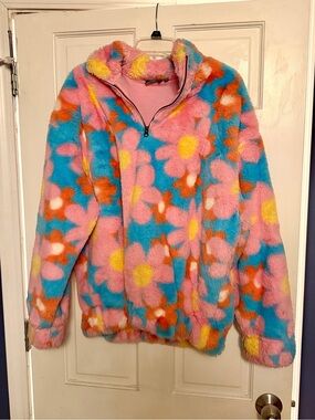 ASOS Oversized Floral Heavy QuarterZip Pullover Medium
